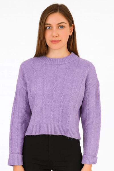 Mixray Uzun Kollu Akrillik Kumaşlı Saçlı Kolu Duble Kazak 6875