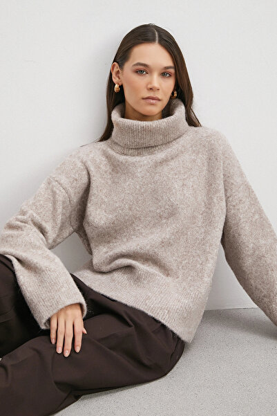 Never more Turtleneck Long Sleeve Sweater Gray