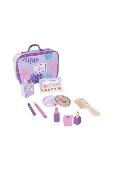 Generic Pretend Makeup Playset | Wooden Cosmetics Kit for Girls, 12-Piece Rol...