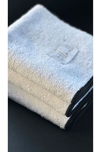 Stella Belli 100% Cotton 30 X 30 cm 3-Piece Towel Set | Bath Hotel | White Color | Soura | Edge Black Special Embroidered