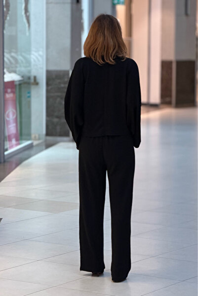 Nevin Kaya Moda Black Pleated Batwing Sleeve Modal Set