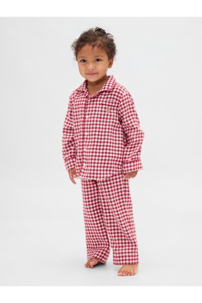GAP Bebek Kırmızı Geri Dönüştürülmüş Flannel Pijama Takımı