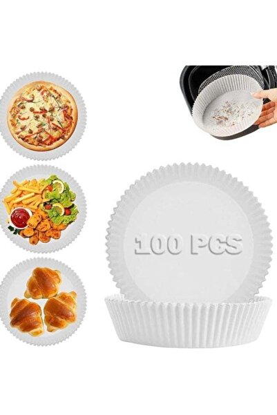 Generic AAS ECOM Premium 100 Pcs White Air Fryer Paper Liners - Non-Stick, Heat-Resistant (16 cm)