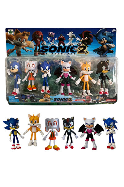UDATOYS Sonic Tails Yarasa Rouge Tavşan Cream Shadow Gölge Kirpi Sonik Oyuncak Karakter Seti 6'Lı 10 Cm