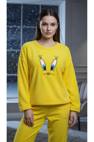 MİSS ELİZZA Plush Podufuk Yellow Chick Pajama Set