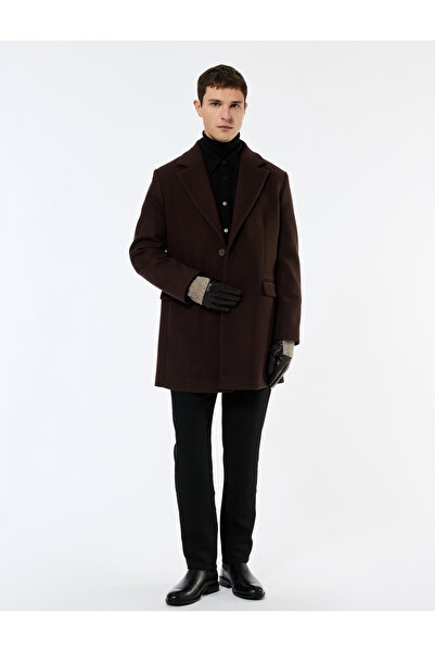 Koton Μονόχρωμο παλτό με μακρύ μανίκι, τσέπες με κουμπιά και καπάκι