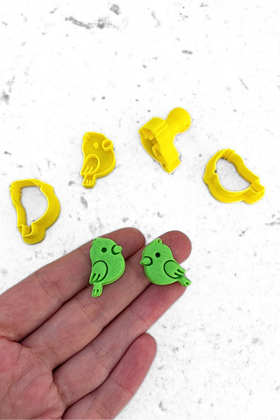 WE3D Cute Bird Polymer Clay Ceramic Dough Mold and Stamp Set - 2cm