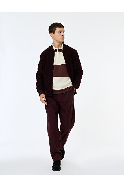 Koton Regular Fit Long Sleeve Zippered Cashmere Bomber Jacket