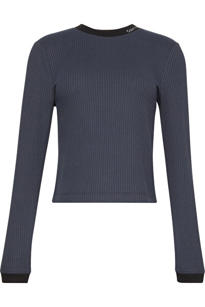 Calvin Klein LS WAFFLE TEE Mavi Kadın T-Shirt