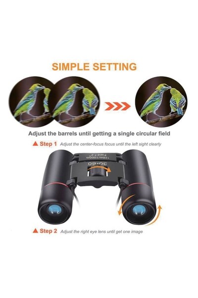 OEM Pocket Binoculars, 30x60, 8x Magnification, Linear Field 126/1000m, Black, Case Included