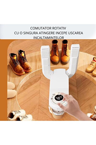 EMATTEIRO Automatic Shoe Dryer, Portable, Foldable, 360° Warm Air, Smart Timing, 28×8×18 cm