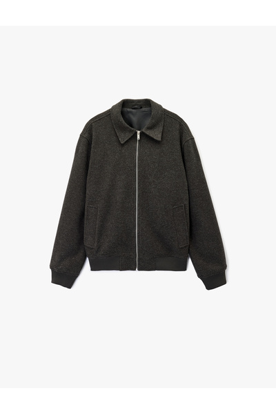 Koton Довгорукавна сорочка з кишенями на блискавці, комір-стійка, бомбер