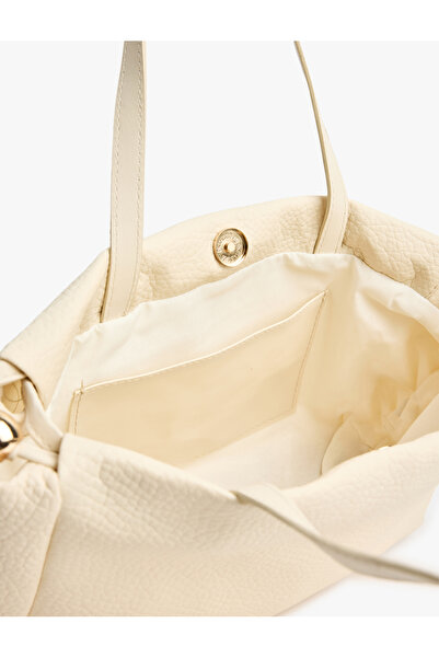 Koton Faux Leather Handle Tote Bag with Metal Accessories