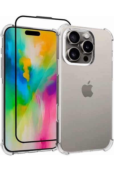 Margoun جراب شفاف ممتص للصدمات لهاتف iPhone 16 Pro مع واقي زجاجي مقوى واحد