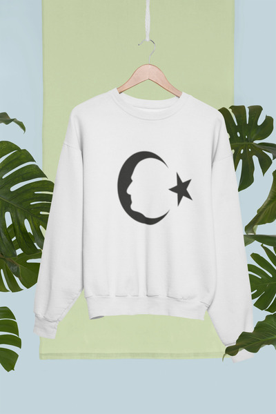 MG سترة أتاتورك ذات الأكمام الطويلة المصنوعة من القطن المطبوع عليها نجمة القم...