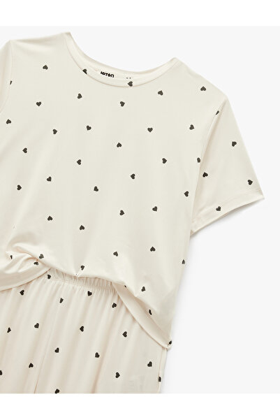 Koton Short Sleeve Crew Neck Polka Dot Pajama Set