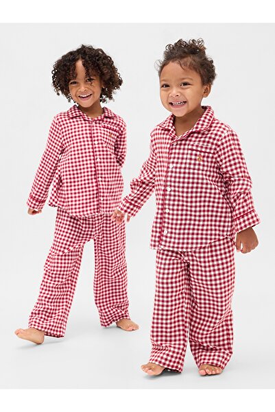 GAP Bebek Kırmızı Geri Dönüştürülmüş Flannel Pijama Takımı