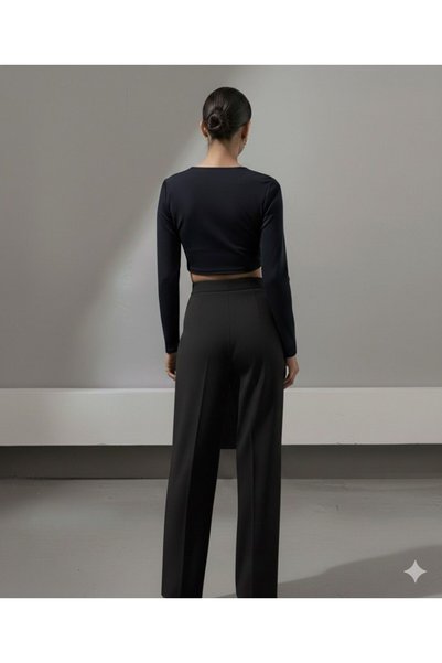 Pelin Jeans بنطلون قماشي فضفاض (مع تفاصيل مشبك جانبي)