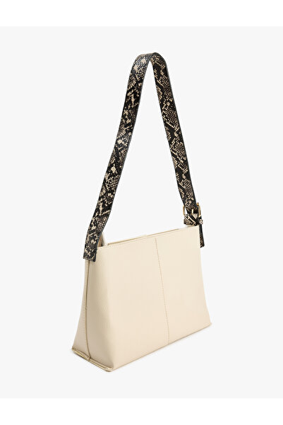 Koton Faux Snakeskin Detailed Zippered Tote Bag