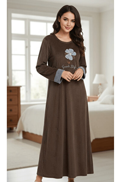 alqarat Embroidered Floral Long Nightgown