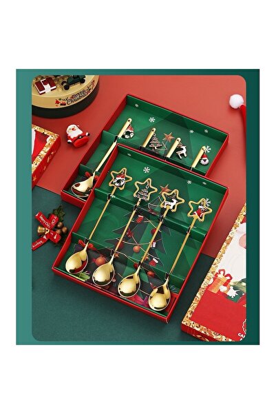 Dali Set of 4 teaspoons, Christmas 'Carry The Merry' model, stainless steel, multicolor, 19×16×2 cm