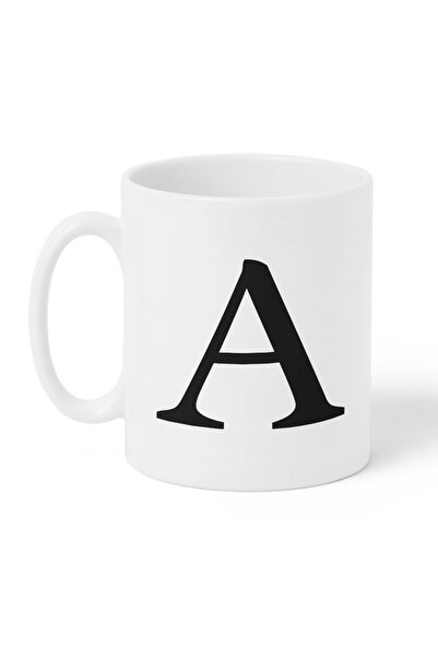LOWHA 11 oz Ceramic Mug with Letter A Design on Both Sides