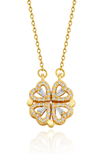 Cosmia Shine قلادة البرسيم من حجر الزركون - قلادة الحظ للنساء من الفولاذ المق...