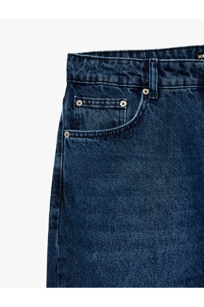 Koton Κανονική μέση βαμβακερή φαρδιά φαρδιά τζιν παντελόνι