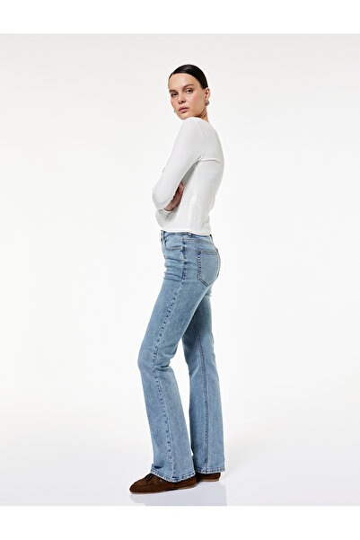 Koton Βαμβακερό παντελόνι με τσέπες εφαρμοστό καμπάνα Jean Pants - Flare Jeans