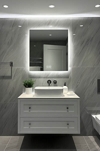Digital Buğu Çözücü Dokunmatik Işıklı Kare Banyo Aynası (60-80cm)
