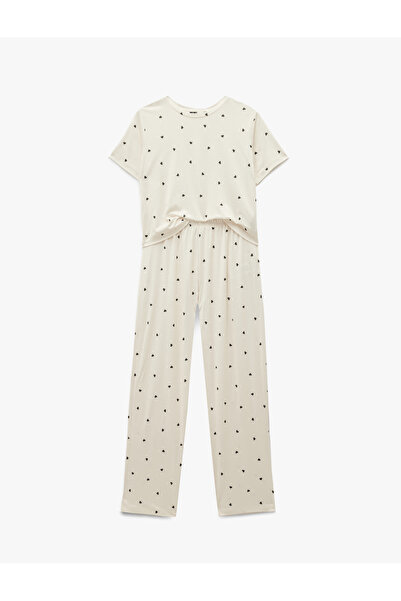 Koton Short Sleeve Crew Neck Polka Dot Pajama Set