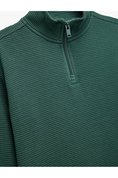 Koton ψηλός λαιμός Μακρυμάνικο φούτερ με μισό φερμουάρ από βαμβάκι