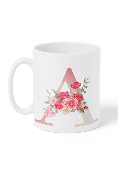 LOWHA 11 oz Ceramic Mug with Letter A Design on Both Sides