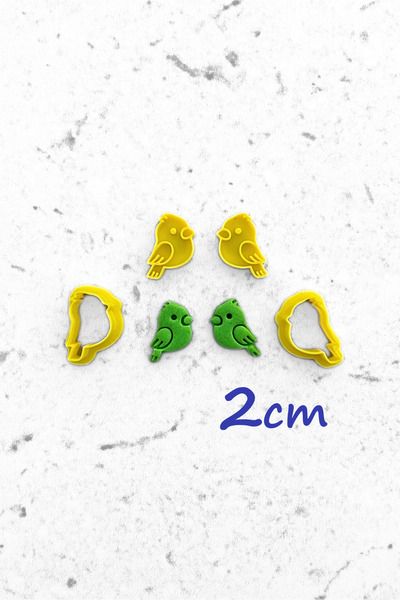 WE3D Cute Bird Polymer Clay Ceramic Dough Mold and Stamp Set - 2cm