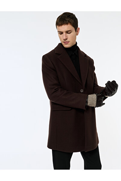 Koton Μονόχρωμο παλτό με μακρύ μανίκι, τσέπες με κουμπιά και καπάκι