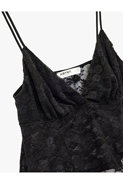 Koton Deep V-Neck Thin Strap Lace Pajama Top