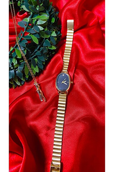 Yegane Gold Oval Kasa Çelik Kadın Kol Saati Ve Paslanmaz Çelik Sarılan Çift K...