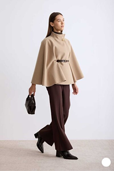 MODA MAÇKA PARK Kaşe Belt Poncho Cap