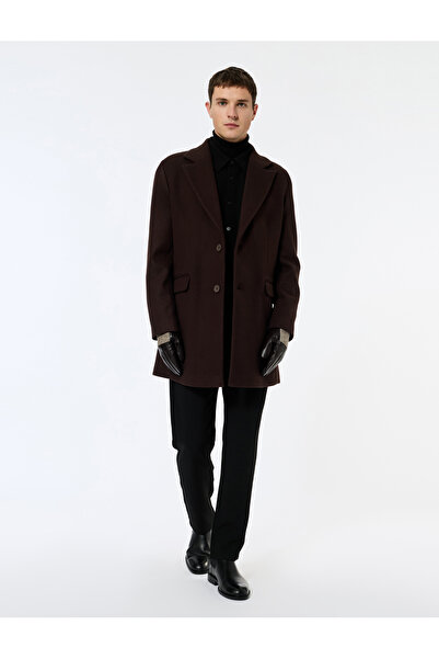 Koton Μονόχρωμο παλτό με μακρύ μανίκι, τσέπες με κουμπιά και καπάκι