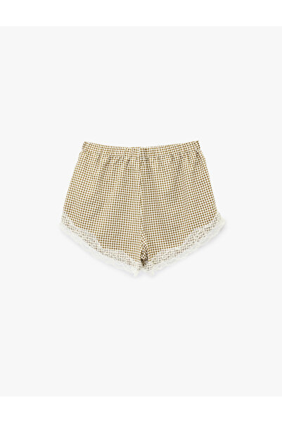Koton Lace Detailed Checkered Shorts Pajama Bottoms
