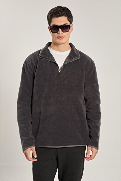 BARRELS AND OIL Men's Half-Zip Fleece Sweatshirt - Anthracite