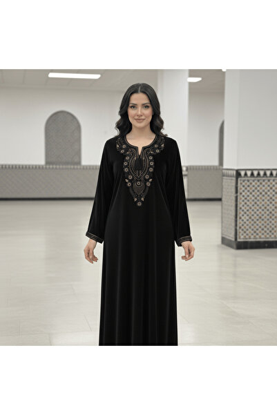 alqarat قفطان ليلي مخملي عميق بخياطة حرفية