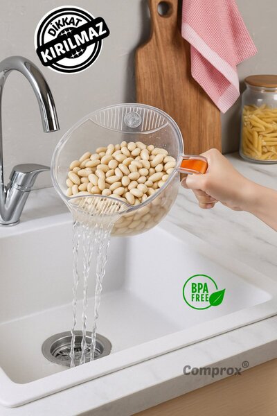 Comprox Unbreakable Polycarbonate Strainer Bowl 2 L – Rice/Pasta/Vegetable-Fruit Washing & Straining – Bpa Free