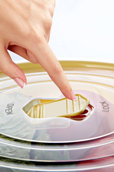 Ginza Maison Set of 12 Food Cans (4X500 ml, 4X1000 ml, 4X2000 ml), Yellow, Lid with air release device