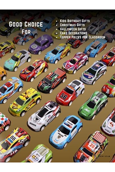 View star Viewstar Pack of 35 Pull Back Metal Toy Cars - Mini Sports Cars for Kids - Sports Pull Back Cars