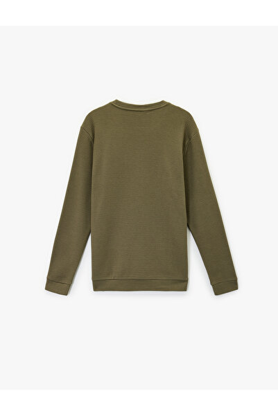 Koton Βαμβακερό μακρυμάνικο φούτερ με υφή Basic Crew Neck