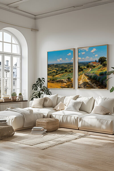 STARYUNA Wooden Framed Tuscany View Double Painting Set Yuna442