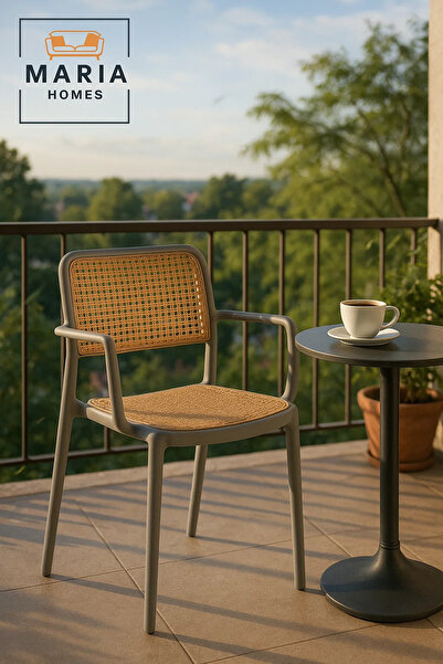 MARIA HOMES Plastic Rattan Back Dining Chair – Modern Lightweight Armless Ind...