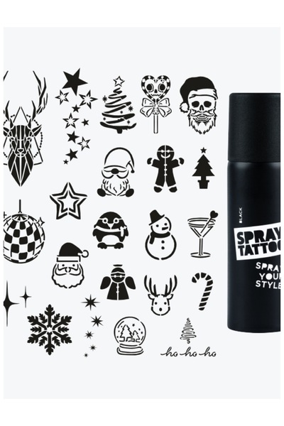 ONE SPRAY TATTOO Happy New Year temporary tattoo template