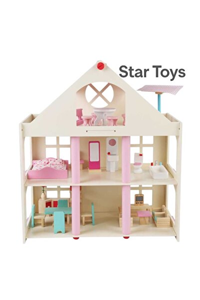 STAR TOYS Wooden Dollhouse for Children - 3 Floors